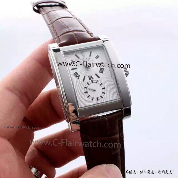 Fake Rolex Cellini Prince Brown Leather Strap Watch